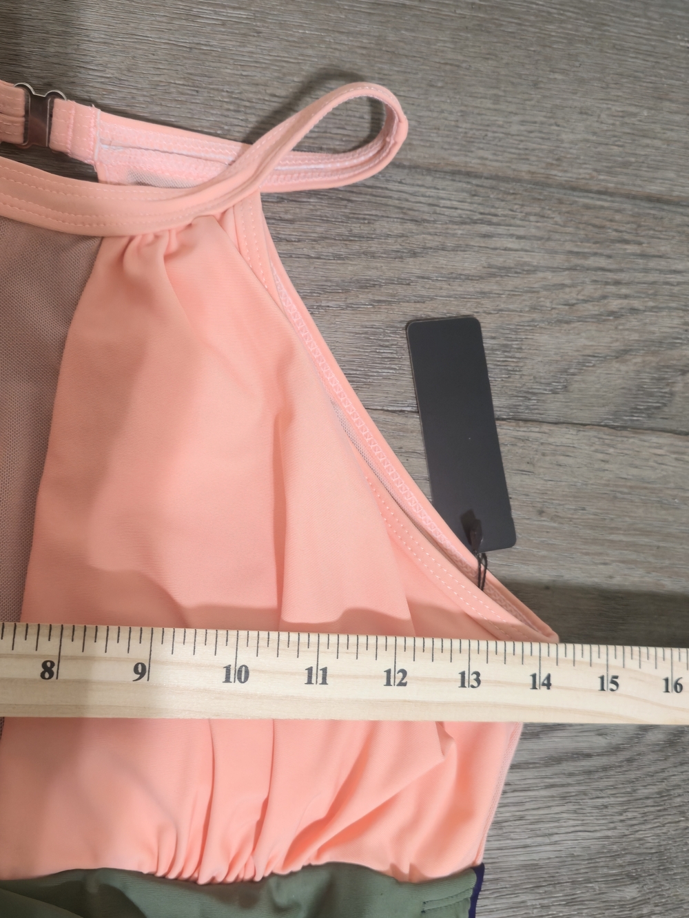 NWT Tempt Me Deep Plunge Mesh Ruched Monokini Swimsuit Pink Blue Med Resort Pool - Picture 6 of 10